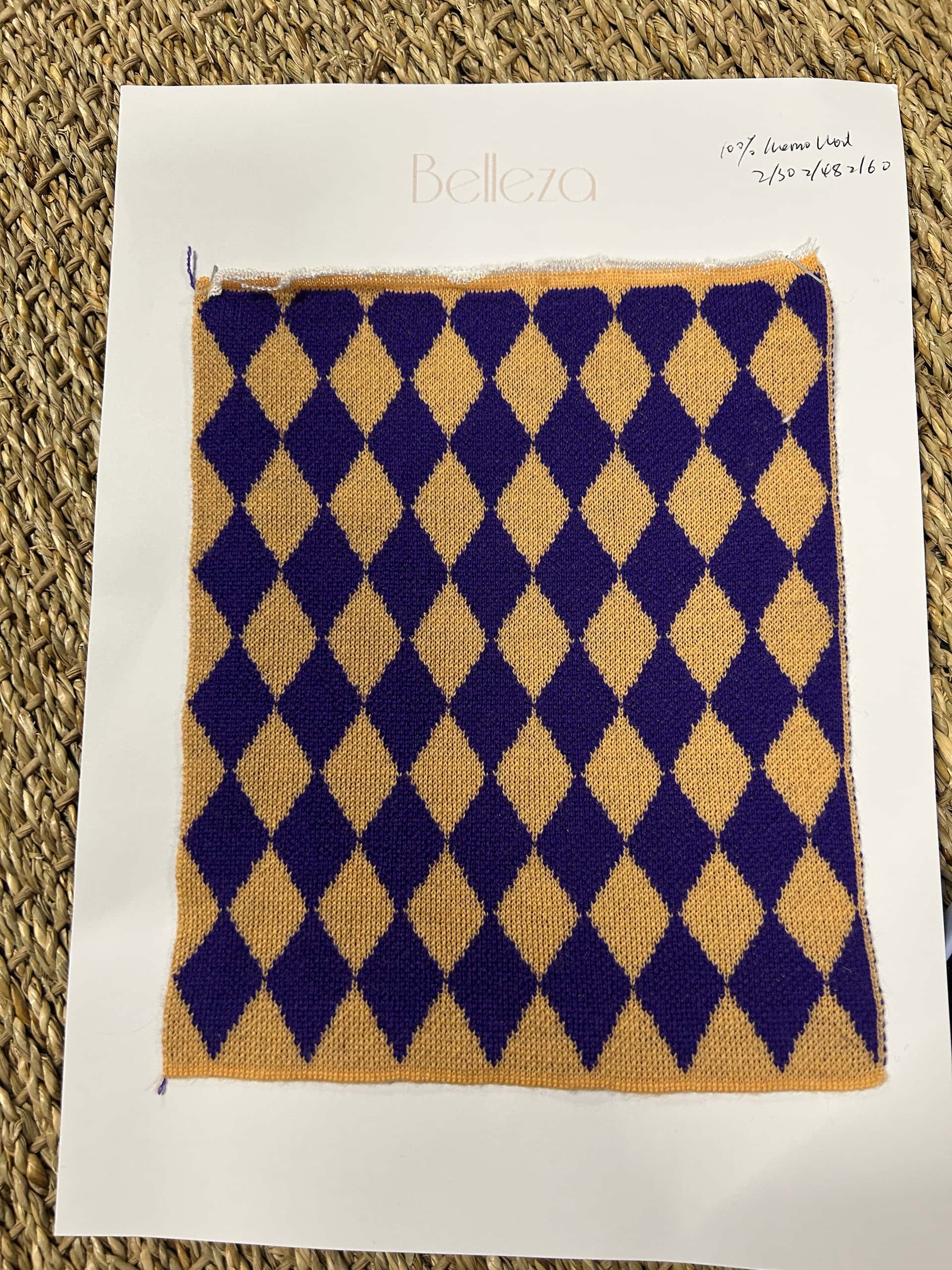 Argyle knit-down — fabric developed by Belleza