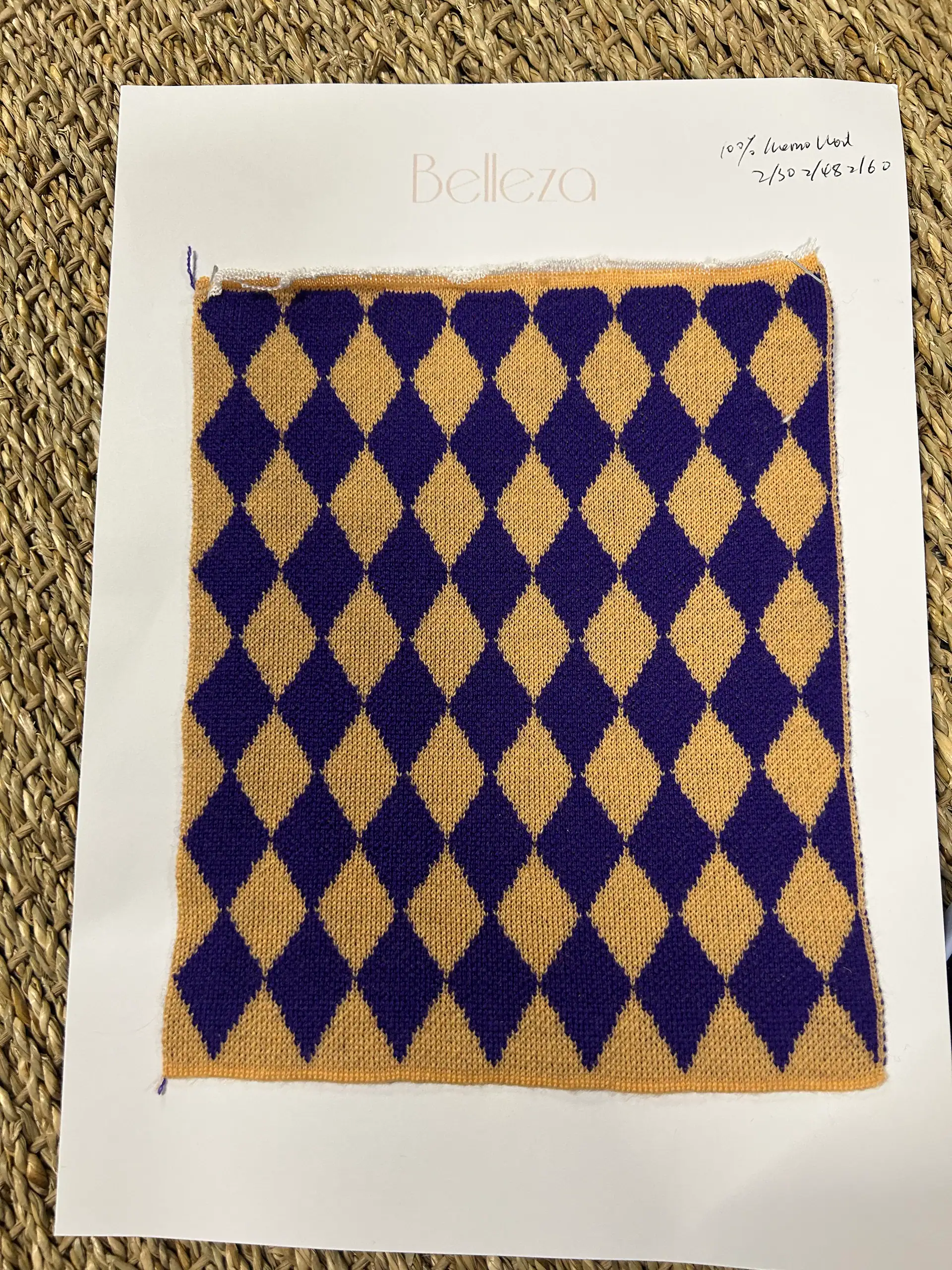 Argyle knit-down — fabric developed by Belleza